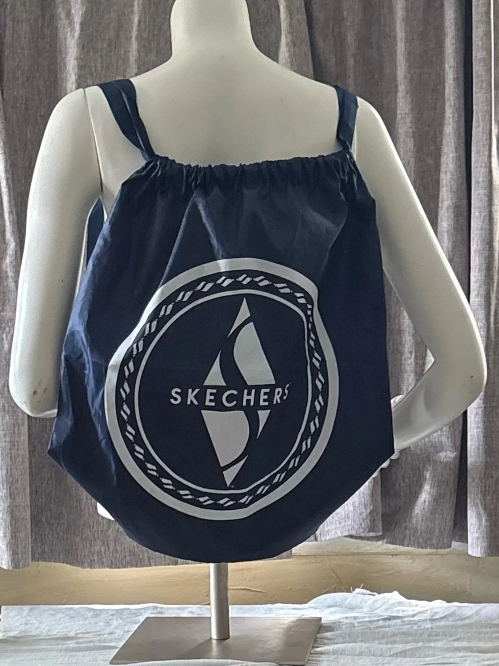 Skechers Navy Blue Drawstring Backpack with White Logo